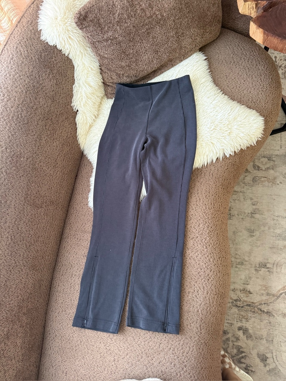Ribbed Softstreme Zip-Leg High-Rise Pant